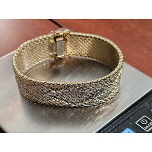 Decesare Italy 14k Gold Plated Diamond Pattern Mesh Bracelet